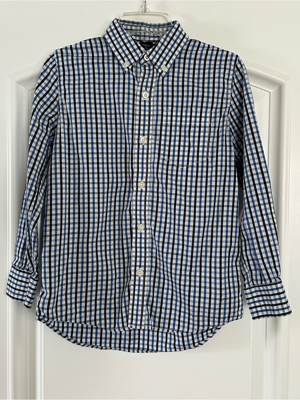 GAP Kids Blue and White Check Button-Down Shirt Size 10